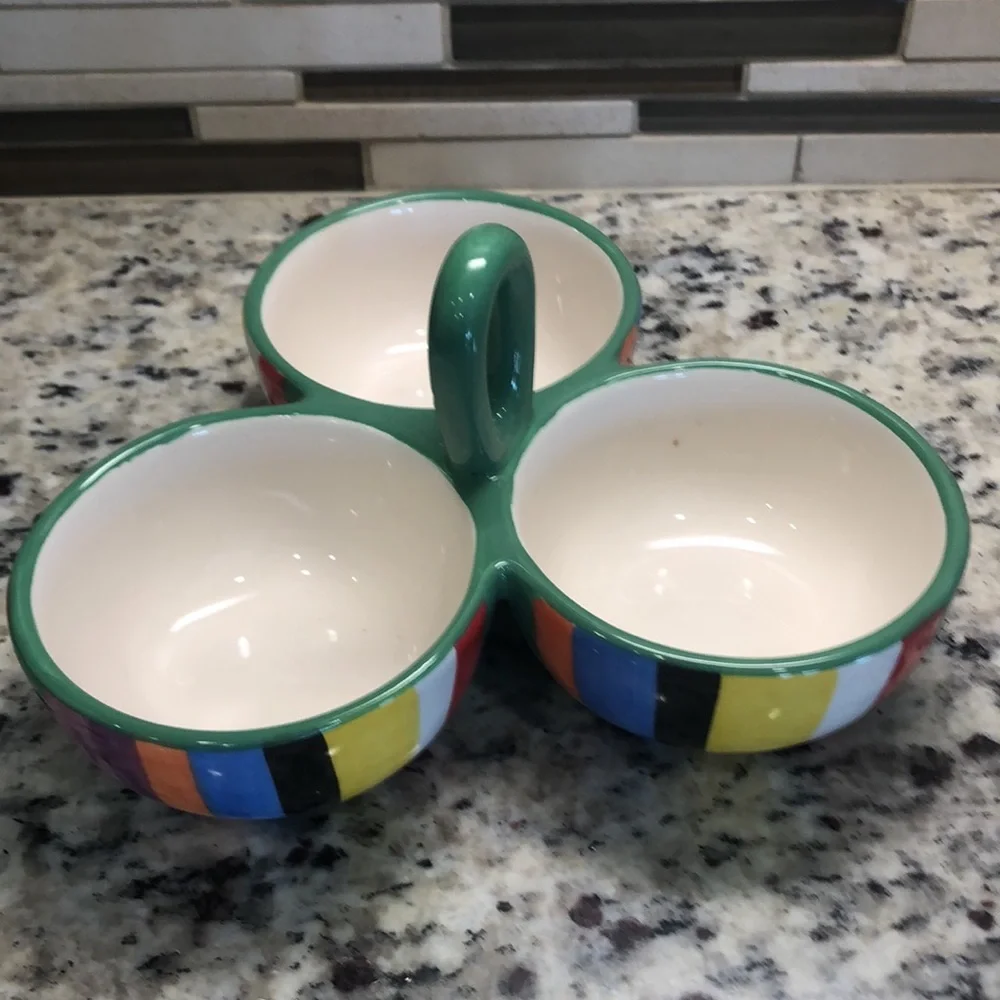 Beautiful Multi Colored Trio Serving Bowl Set